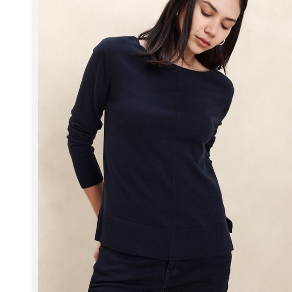 Banana Republic Merino Wool Boatneck Sweater In Black M EUC